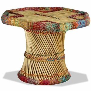 vidaXL bambusz dohányzóasztal sokszínű chindi mintával kép