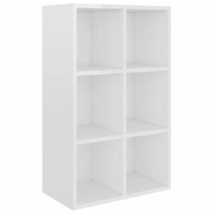 vidaXL magasfényű fehér szerelt fa könyv-/tálalószekrény 66x30x98 cm kép