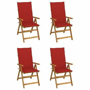4 db dönthető tömör akácfa kerti szék párnával kép