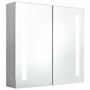 vidaXL betonszürke LED-es tükrös fürdőszobaszekrény 62 x 14 x 60 cm kép