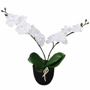 vidaXL műorchidea virágcseréppel 30 cm fehér kép