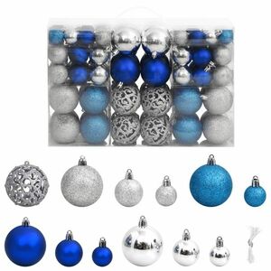 vidaXL 100 db kék és ezüst karácsonyi gömb 3 / 4 / 6 cm kép