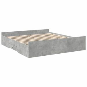 vidaXL betonszürke szerelt fa ágykeret fiókokkal 200 x 200 cm kép