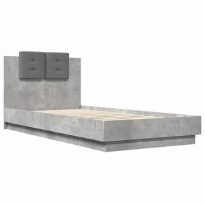 vidaXL betonszürke szerelt fa ágykeret fejtámlával 90 x 200 cm kép