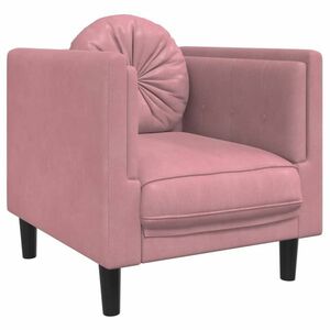 vidaXL rózsaszín bársony kanapéfotel párnával kép