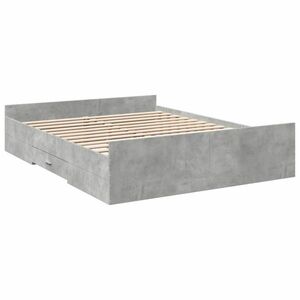 vidaXL betonszürke szerelt fa ágykeret fiókokkal 150 x 200 cm kép