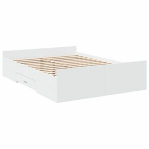 vidaXL fehér szerelt fa ágykeret fiókokkal 140 x 190 cm kép