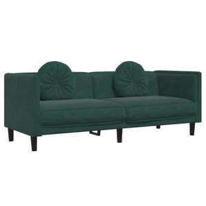 vidaXL sötétzöld bársony 3 személyes kanapé párnákkal kép
