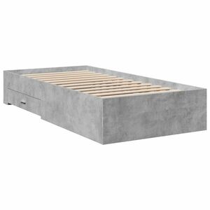 vidaXL betonszürke szerelt fa ágykeret fiókokkal 100 x 200 cm kép