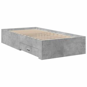 vidaXL betonszürke szerelt fa ágykeret fiókokkal 90 x 190 cm kép