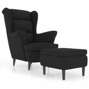 vidaXL fekete bársony magas háttámlájú fotel lábtartóval kép