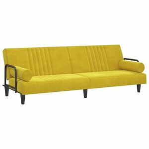 vidaXL sárga szövet kanapéágy karfákkal kép