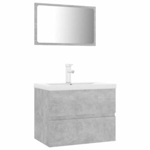 vidaXL betonszürke szerelt fa fürdőszobai bútorszett kép