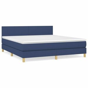 vidaXL kék szövet rugós ágy matraccal 160 x 200 cm kép