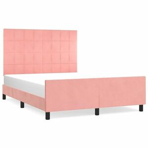 vidaXL rózsaszín bársony ágykeret 140 x 200 cm kép