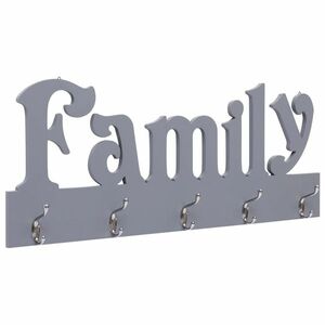 vidaXL szürke "FAMILY" feliratú fali fogas 74 x 29, 5 cm kép