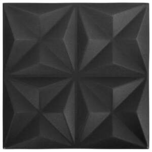 vidaXL 12 darab origami fekete 3D fali panel 50 x 50 cm 3 m² kép
