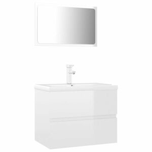 vidaXL magasfényű fehér szerelt fa fürdőszobai bútorszett kép