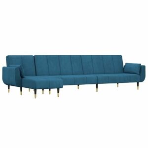 vidaXL kék L-alakú bársony kanapéágy 275x140x70 cm kép