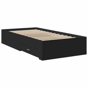 vidaXL fekete szerelt fa ágykeret fiókokkal 75x190 cm kép