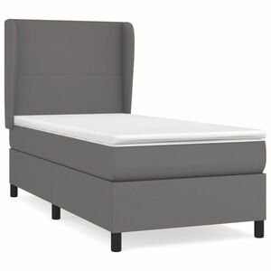 vidaXL szürke műbőr rugós ágy matraccal 100 x 200 cm kép