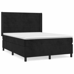 vidaXL fekete bársony rugós ágy matraccal 140 x 190 cm kép