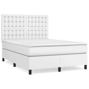 vidaXL fehér műbőr rugós ágy matraccal 140 x 200 cm kép