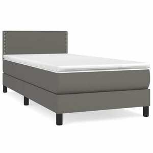 vidaXL szürke műbőr rugós ágy matraccal 90x190 cm kép
