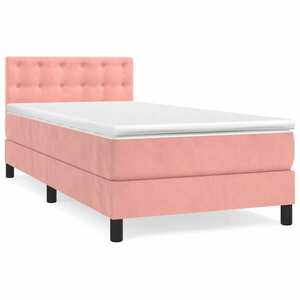 vidaXL rózsaszín bársony rugós ágy matraccal 80 x 200 cm kép