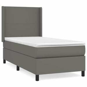 vidaXL szürke műbőr rugós ágy matraccal 80 x 200 cm kép