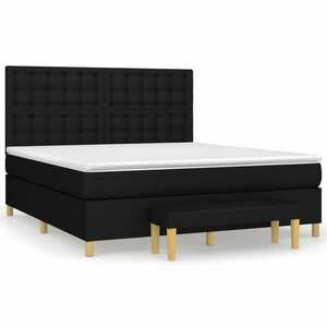 vidaXL fekete szövet rugós ágy matraccal 160x200 cm kép