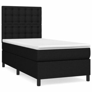vidaXL fekete szövet rugós ágy matraccal 90x190 cm kép