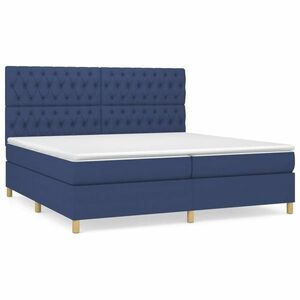vidaXL kék szövet rugós ágy matraccal 200 x 200 cm kép