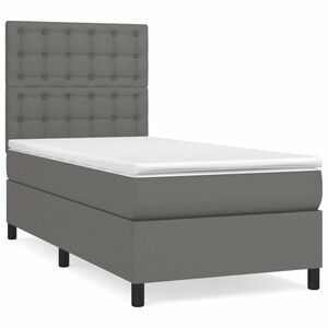 vidaXL szürke műbőr rugós ágy matraccal 90 x 200 cm kép