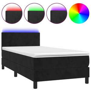 vidaXL fekete bársony rugós és LED-es ágy matraccal 80 x 200 cm kép