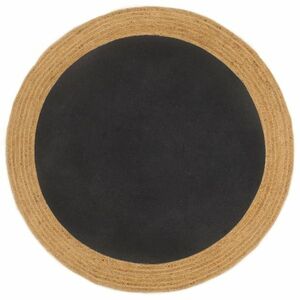 vidaXL fekete és természetes színű fonott juta-pamut kisszőnyeg 180 cm kép