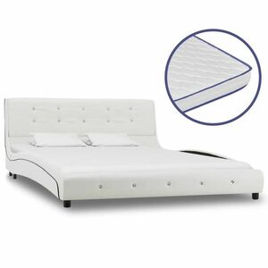 vidaXL fehér műbőr ágy memóriahabos matraccal 140 x 200 cm kép