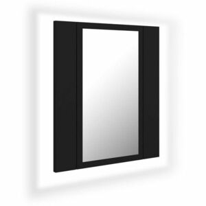 vidaXL fekete akril LED-es fürdőszobaszekrény tükörrel 40x12x45 cm kép