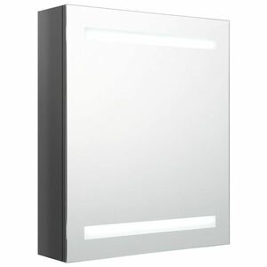 vidaXL fényes szürke LED-es tükrös fürdőszobaszekrény 50 x 14 x 60 cm kép