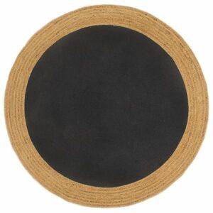 vidaXL fekete és természetes színű fonott juta-pamut kisszőnyeg 90 cm kép