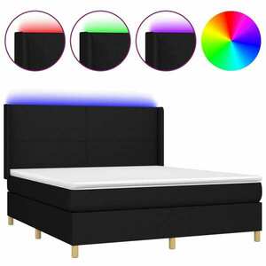 vidaXL fekete szövet rugós és LED-es ágy matraccal 160x200 cm kép