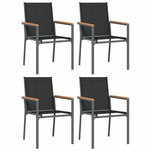 vidaXL 4 db fekete acél és textilén kerti szék kép