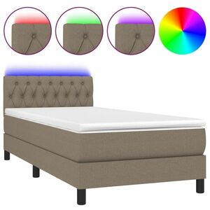vidaXL tópszínű szövet rugós és LED-es ágy matraccal 90x190 cm kép
