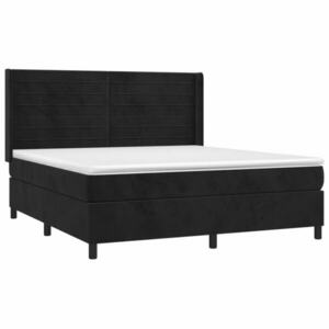 vidaXL fekete bársony rugós és LED-es ágy matraccal 180x200 cm kép