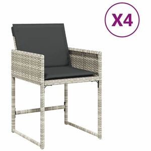 vidaXL 4 db világosszürke polyrattan kerti szék párnával kép