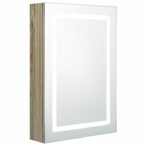 vidaXL tölgyszínű LED-es tükrös fürdőszobaszekrény 50 x 13 x 70 cm kép