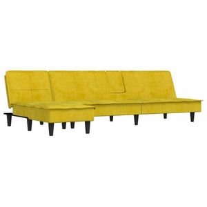 vidaXL sárga L-alakú bársony kanapéágy 255x140x70 cm kép