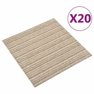 vidaXL 20 db csíkos bézs szőnyegpadlólap 5 m² 50 x 50 cm kép
