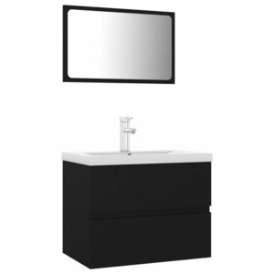 vidaXL fekete szerelt fa fürdőszobai bútorszett kép