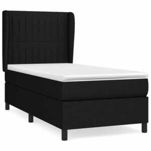 vidaXL fekete szövet rugós ágy matraccal 80 x 200 cm kép